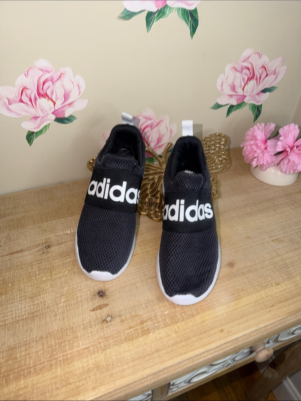 adidas Kids Black and White Slip-On Sneakers